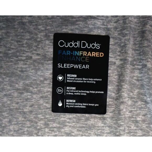 Cuddl Duds Men's Sz M Gray Heather Far-Infrared Enhance L/S Pajama Crewneck Tee - Picture 4 of 6